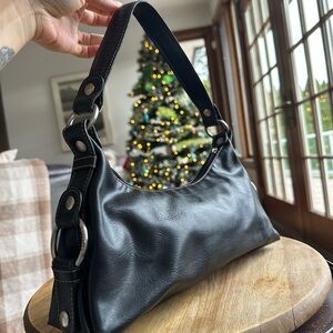 VINTAGE TOMMY HILFIGER- Black Leather Women's Bag